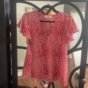 Super cute red snakeskin top!